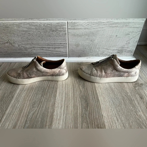 Frye Womens Lena Zip Moonlight Leather Low Sneaker Pink Silver - Size 7 - Picture 5 of 10